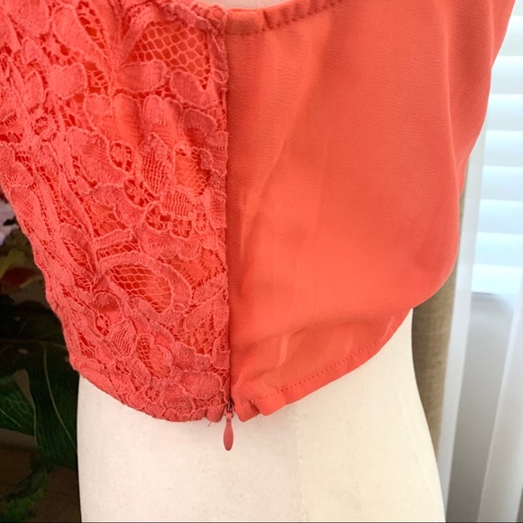 3/$15 Lush Sweetheart Lace Beaded Crop Top in Coral - Picture 6 of 9